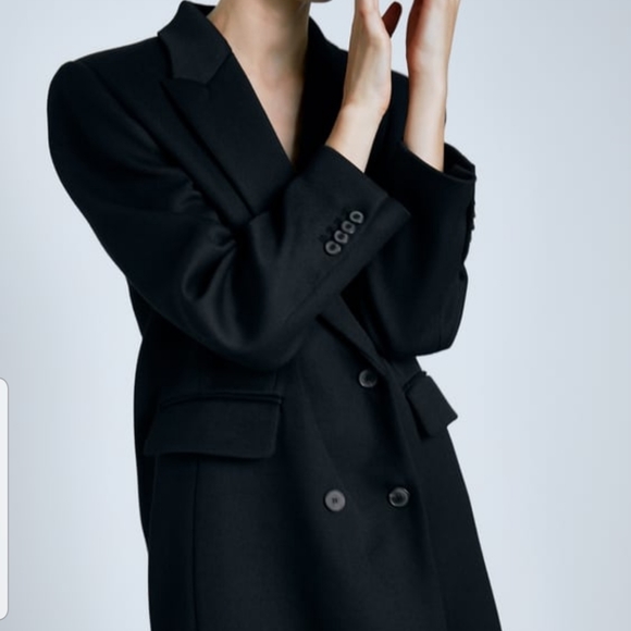 ZARA BLACK,NEW BUTTONED MASCULINE COATSIZE MEDIUM - Picture 2 of 6